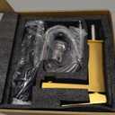 KENES Brushed Gold Bathroom Faucets, Modern Single Hole Lavatory Vanity Faucet, Single Handle Bathroom Sink Faucet Gold, with Pop Up Drain & Water Supply Hoses LJ-9031-4 (Short)