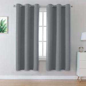DUALIFE Medium Grey Blackout Curtains for Bedroom 63 Inch Length Grommet Window Treatment Thermal Insulated Room Darkening Window Drapes for Boys Kids Room 42 x 63 Inch 2 Panels