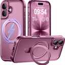 MOCCA Design for iPhone 17 Case, Compatible with Magsafe [Premium Invisible Magnetic Ring Stand] [Military Drop Protection] Full Camera Guard Translucent Matte Slim Phone Cover 6.3",Wine Red