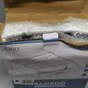 CKIU 10-inch Paper Plate Dispenser Under Cabinet, Bamboo Paper Plate Holders, Kitchen Counter Vertical Plate Dispensers Holders Countertop Caddy (For 10-inch Plates, White)