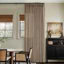 TWODRAPES Tan Brown Linen Pinch Pleated Curtains 2 Panels Living Room Bedroom Light Filtering Drapes 108 Inch Length Light Brown Latte Semi Sheer Memory Shape Trained Ceiling Floor Curtain