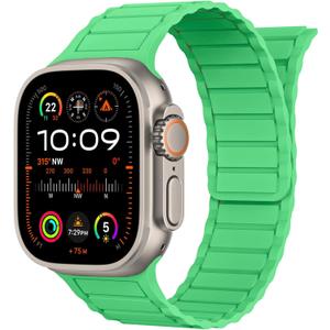 Magnetic Link Solo Loop Sport Bands Compatible with Apple Watch Band Ultra 2/Ultra SE Series 9/8/7/6/5/4/3/2/1 Silicone iWatch Band 49mm 45mm 44mm 42mm 41mm 40mm 38mm Women Men