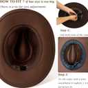Western Cowboy Hat Wide Brim Outdoor Fedora Hat (Coffee)