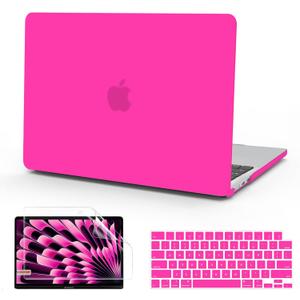 B BELK Compatible with MacBook Air 15 inch Case 2026 2025 2024 2023 M5 M4 M3 M2 A3448 A3241 A3114 A2941 Liquid Retina Display, Matte Plastic Hard Shell Case +Keyboard Cover +Screen Protector, Hot Pink