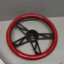 QYMOPAY 14 Inch Wooden Racing Steering Wheel, Universal Six Hole Bolt Steering Wheel with Horn Buttons 4 Spoke for Rally/Motorsport/Car Simulator Driving (Red)