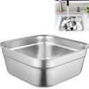 yeesport Stainless Steel Washing Up Bowl, Multi-Purpose Dish Tub for Sink, Large Square Container for Kitchen, Vegetable Washing Basin, Sturdy Dishpan for Home