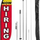 LookOurWay Feather Flag Set, 12 ft Advertising Flag with Poles and Ground Spike for Business Promotion, Now Hiring (10M1200298GSet)