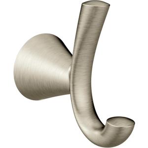 Moen Glyde Brushed Nickel Robe Hook, Wall Mounted Hanger for Bathroom Towel or Bath Robe, YB2303BN