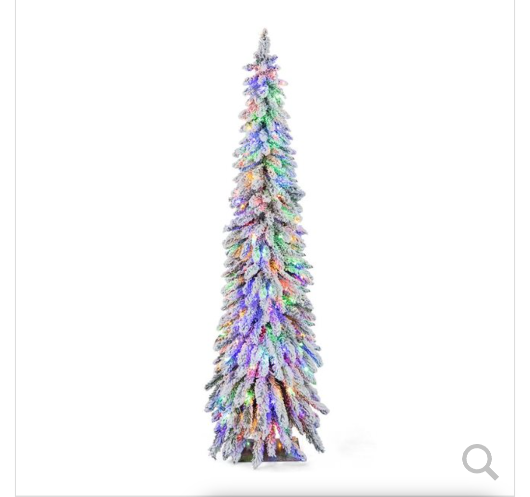 C6-ft Pre-Lit Slim Flocked Xmas Decoration Christmas Tree with 11 Modes - 250 LED Lights