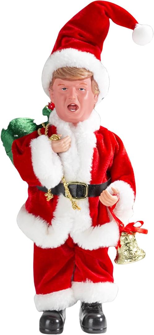 Father Santa Donald Christmas Figurine 45cm (Red)  Funny Holiday Character Ornament  Novelty Christmas Decoration for Home, Party & Garden