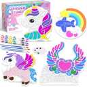 Paint Your Own Stepping Stones Painting Kit for Kids, Unicorn Craft Kits Boys & Girls Ages 3-12, Castle Heart Airplane Rainbow DIY Outdoor Garden Art & Craft Ceramic Painting Set 5-Pack