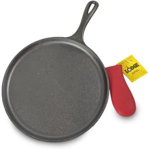 Lodge Cast Iron Griddle and Hot Handle Holder, 10.5", Black/Red