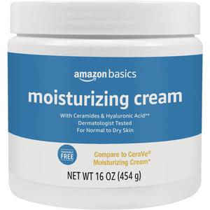 Amazon Basics Moisturizing Cream for Face and Body, Fragrance-Free, with Ceramides, Hydrating for Dry Skin, 16 Ounces, 1-Pack