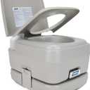 Camco 2.6-Gallon Portable Toilet - Features Detachable Holding Tank w/Sealing Slide Valve & Bellow-Type Flush - Easy Transport w/Compact Lightweight Design & Carry Handle - Gray (41531)