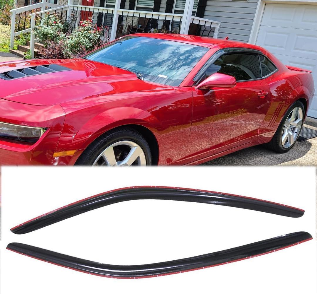2pcs Original Shatterproof Rainproof Side Window Wind Deflectors for 10-25 Camaro,Tape-on Rain Guards Sets,Nice Looking Window Visors for Cars,Vent Deflector for Chevrolet 2010-2025 Camaro 92341