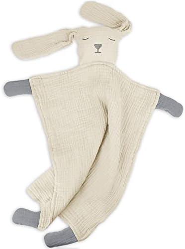Lulu moon Lovey for Babies Muslin: Snuggle Puppy Security Blanket for Self-Soothe - Newborn Gift for Baby Shower set of 2