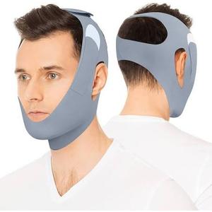 REROIO Chin Strap for Sleeping with 4-Side Adjustment, Anti Snoring Chin Strap Elasticity, Anti Snoring Devices Breathable and Durable, Comfortable Snore Stopper for Adults, Gray, M