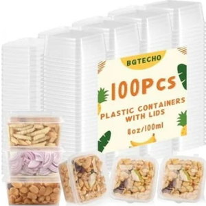 100 Sets 2oz Natural Bagasse Fiber Condiment Cups with Lids, Compostable Sauce Condiment Containers Disposable Paper Dishes Serving Sample Cups for Snack Tasting Charcuterie