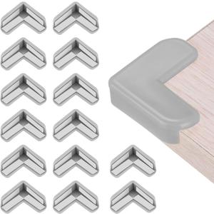 uxcell Corner Protectors, 16 Pcs Table Corner Protectors, Furniture Corner Guard and Edges Safety Bumpers for Table Edges and Sharp Corners (L-Shaped, Grey) (Gray)