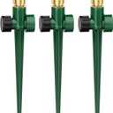 FANHAO 3-Pack Heavy-Duty Metal Lawn Sprinkler for Yard, 360 Adjustable Garden Water Sprinkler with Spike Base, Large Area Irrigation System for Lawn, Grass, Patio & Backyard