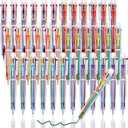 JPSOR Multicolor Ballpoint Pen 35 Pack 6-in-1, Fun Pens, Party Favors Transparent Barrel Ballpoint Pen 6-Color 0.5mm for Office School Supplies Students Children Kids Gift