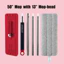 JOYMOOP Flat Mop, Microfiber Mop Head for Floor Cleaning, 50" Handle with 13" Flat Head, Black & Red