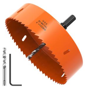 XDOVET 6 inch Hole Saw with Hex Shank Drill Bit Adapter,152mm Smoothly Cutting in Boards, Wood, Plastic, Metal, Drywall, Fiberboard