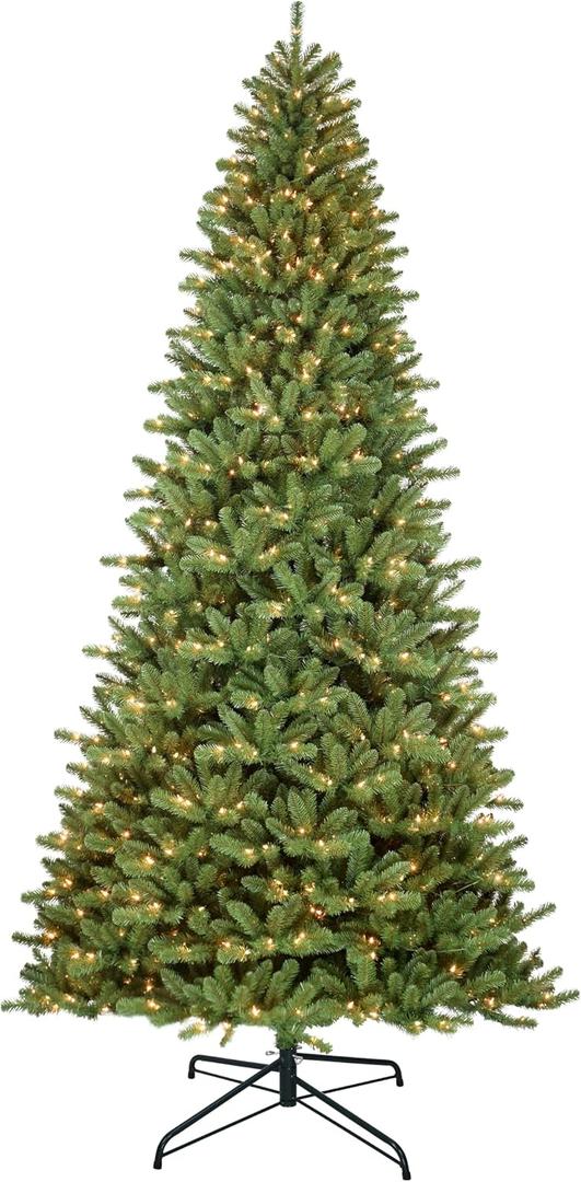 Puleo International Pre-Lit 12' Berkshire Fir Artificial Christmas Tree with 1200 Warm White LED Lights, Green, Style: 12' Berkshire Fir 1200 Clear Lights