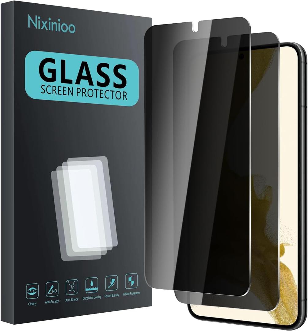 2 Pack Privacy Screen Protector for Samsung Galaxy S22 Plus/S23 Plus 5G, Anti Spy Tempered Glass 9H Hardness, Black Protector Anti Spy, Bubble Free, Anti-Scratch