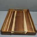 Domensi 22 x 16 Inch Large Acacia Wood Serving Tray with Handles, Rectangular Decorative Ottoman Tray for Coffee Table Kitchen Food Drinks Breakfast in Bed Server Home Decor