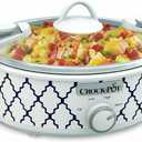 Crock-Pot Small 2.5 Quart Casserole Slow Cooker in White/Blue, Enjoy Eye-Catching Quick Meals, Durable and Compact