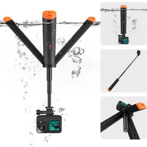 TELESIN 4 in 1 Selfie Stick Floating Hand Grip Tripod Waterproof Extendable Selfie Monopod for GoPro Hero 13, 12, 11, 10, 9, 8, DJI OSMO Action 6 5 Pro 4 3Insta360 Ace Pro 2 and Most Action Camera