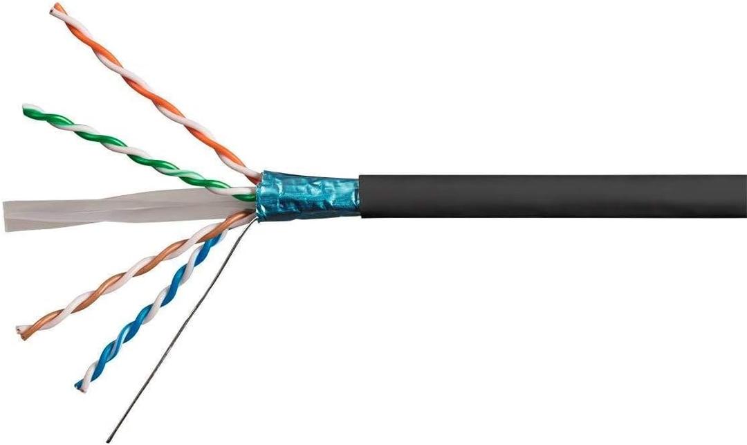 Monoprice Cat6A Ethernet Bulk Cable - Network Internet Cord - Solid, 550Mhz, FTP, CMR, Riser Rated, Pure Bare Copper Wire, 10G, 23AWG, No Logo, 1000ft, Black
