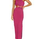 ANRABESS Women Summer One Shoulder Sleeveless Maxi Dress Cutout Sexy Bodycon Semi Formal Dinner Date Vacation Dresses Rose Medium