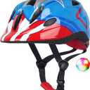 Atphfety Kids Toddler Bike Helmet, Adjustable Boys Girl Helmets from Baby to Children(Age 1-8), Multi Sports for Bicycle Skate with LED Light (S:50 cm - 54cm/19.7-21.2 inch, Blue captain)