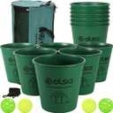 Olsa Yard Pong Outdoor Games, Giant Yard Pong Yard Game with 12 Buckets, Balls, Strength Carrying Bag for Backyard Beach Lawn Park Camping, Toss Outdoor Games for Adults and Family(Green)