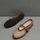 Coutgo Womens Mesh Ballet Flats Mary Jane Fishnet Ballerina Buckle Strap Comfortable Causal Dress Shoes 8