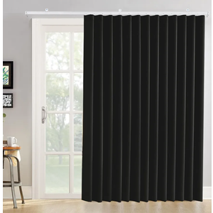 Room Divider Curtains Ceiling Track Sets Blackout Curtain Flexible Bendable Tracks for Patio Sliding Glass Door Bedroom Privacy Partition Separator, 1 Panel Black Drape and White Rail, W108 x L84 in