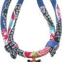 PetSoKoo Cat Collar with Kitty Face Bell. Cute Japan Chirimen Kitten Collar. Soft & Lightweight. (Standard (6-13inch,16-32cm), Midnight Blue)