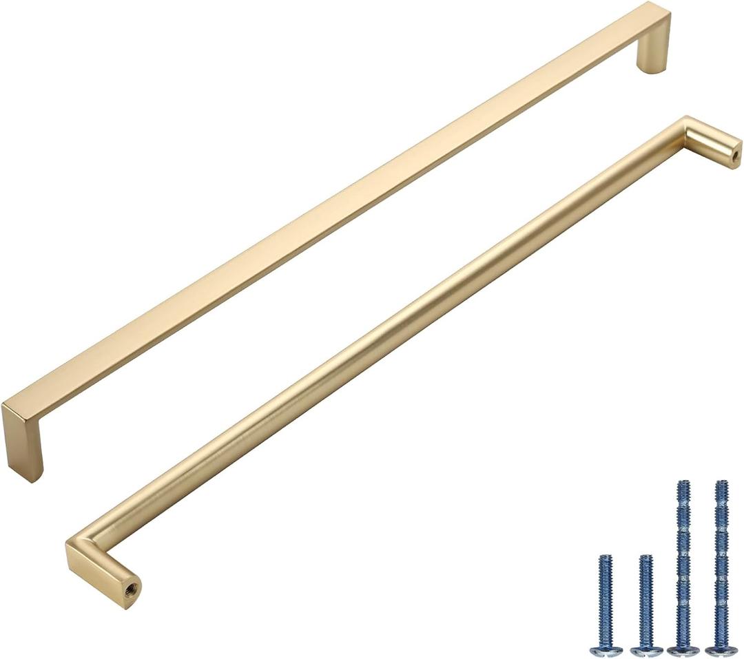 10 Pack 10 Inch(254mm) Kitchen Cabinet Handles Brushed Gold Cabinet Pulls Kitchen Cabinet Hardware Drawer Pulls for Cupboard Wardrobe
