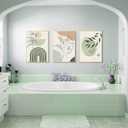 Esejchiam 3pcs Abstract Boho Style Wall Art Green Plant Canvas Prints Poster Pictures Simple Geometric Lines Beige Green Paintings Decoration for Living Room Bathroom Bedroom Wall Decor Unframed