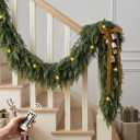 9FT 2Pcs Christmas Cedar Garland with Lights Realistic Faux Pine Garlands, 9FT Lighted