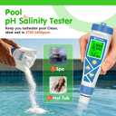Pool pH Salt and Chlorine Tester 8 in 1 Digital pH Salinity TDS EC Chlorine ORP H2 for Salt Water Pool, Hot Tub, Hydroponic, Aquarium, Hydrogen Water Bottle, Simultaneously Display pH&CI-Temp