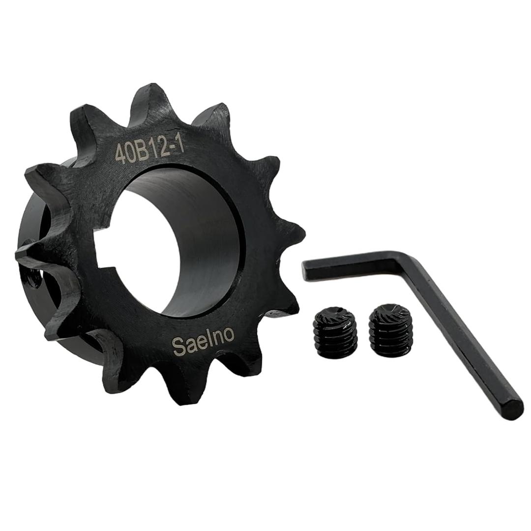 #40 Roller Chain Sprocket Type B 1 inch Bore 12 Tooth, Hardened Antirust 1045 Steel Drive Sprockets 40B12-1