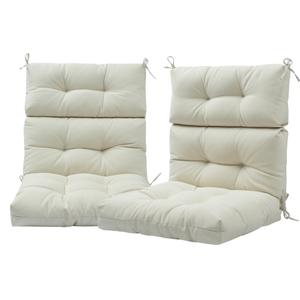 FUNHOME Indoor/Outdoor High Back Chair Cushions Set of 2-Cream White