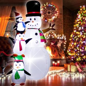 8 Foot Christmas Inflatable Snowman Penguin Decoration with LED LightsHuge Blow up Christmas White Snowman Indoor Outdoor Lighted up Yard Decoration