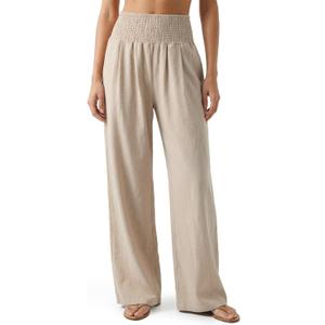Zylioo Tall Pants for Women Long Inseam Wide Leg Palazzo Pants High Waisted Flowy Summer Travel Pants with Pockets Khaki, X-Tall/Medium