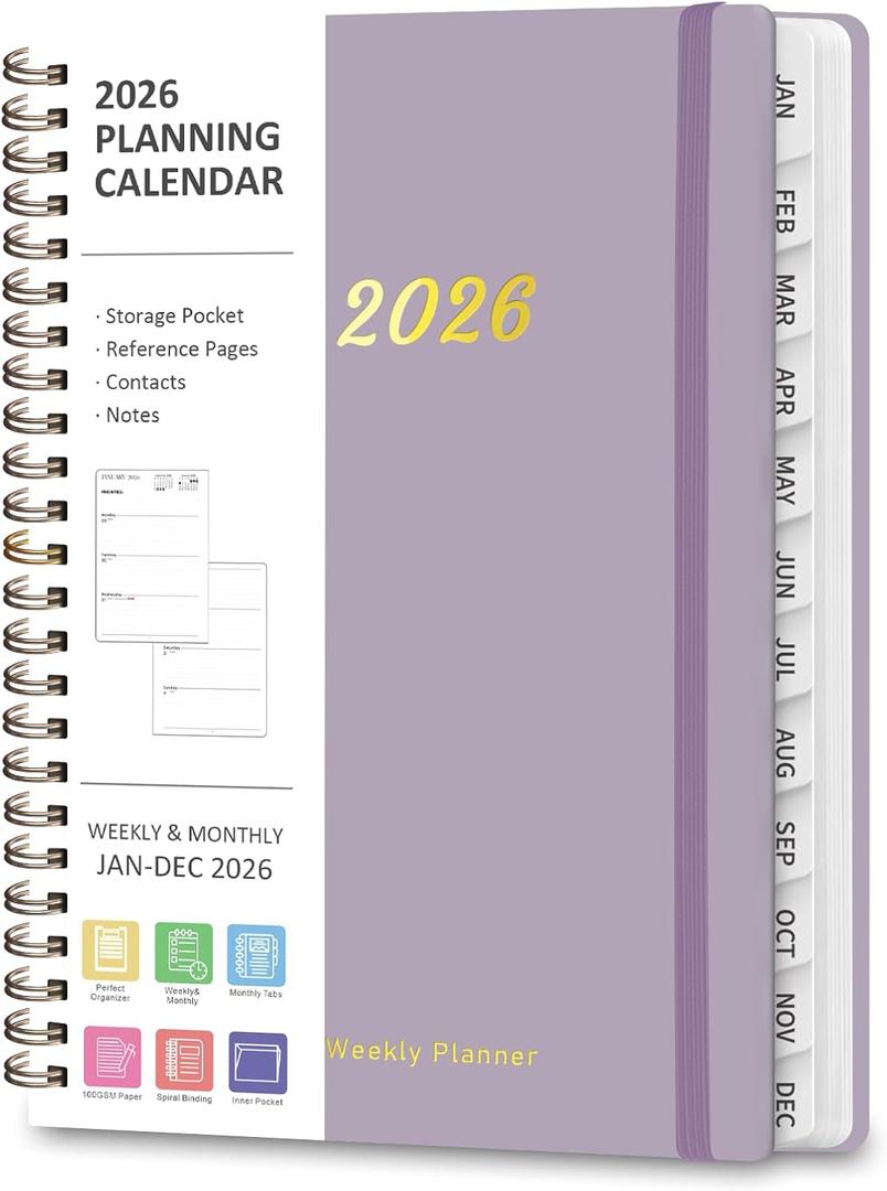 2026 Planner, Weekly and Monthly Calendar Planning Agenda, Jan 2026 - Dec 2026, Academic Planner Book, Desk Accessories and Office Supplies for women & men - A5 (6.3'' x 8.5'')