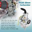 FVRITO PZ20 Carburetor Kit for Tao tao Coolster 125cc 110cc 90cc 70cc 50cc Kazuma Baja Chinese ATV Quad 4 Wheeler SunL NST Roketa Loncin Lifan XR80 CRF70 4 Stroke Go Kart Pit Dirt Bike Parts