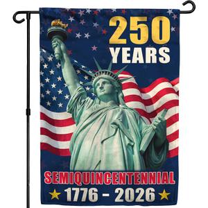 3 x 250th Anniversary America USA Garden Flag for Outside, Statue of Liberty Semiquincentennial 250 Years 1776-2026 Double-Sided Waterproof Yard Flag 12x18 Inch for 4th of July Memorial Day Decor